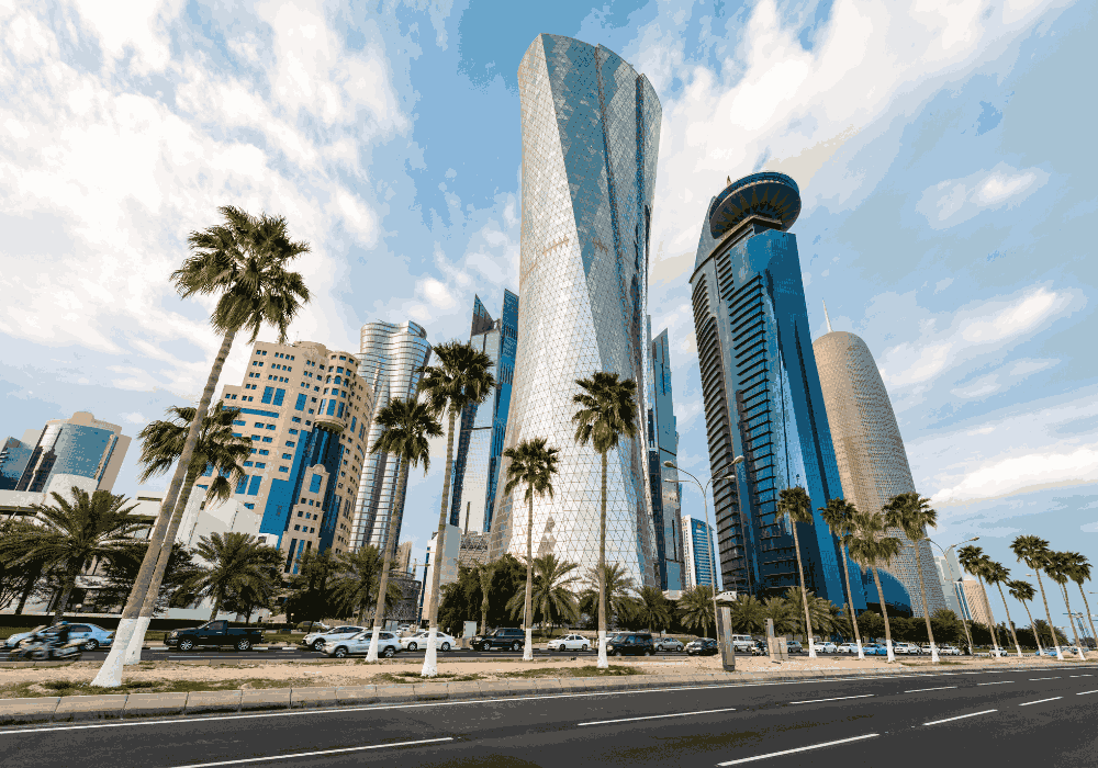 Doha driving tour through Corniche and modern city streets in Qatar