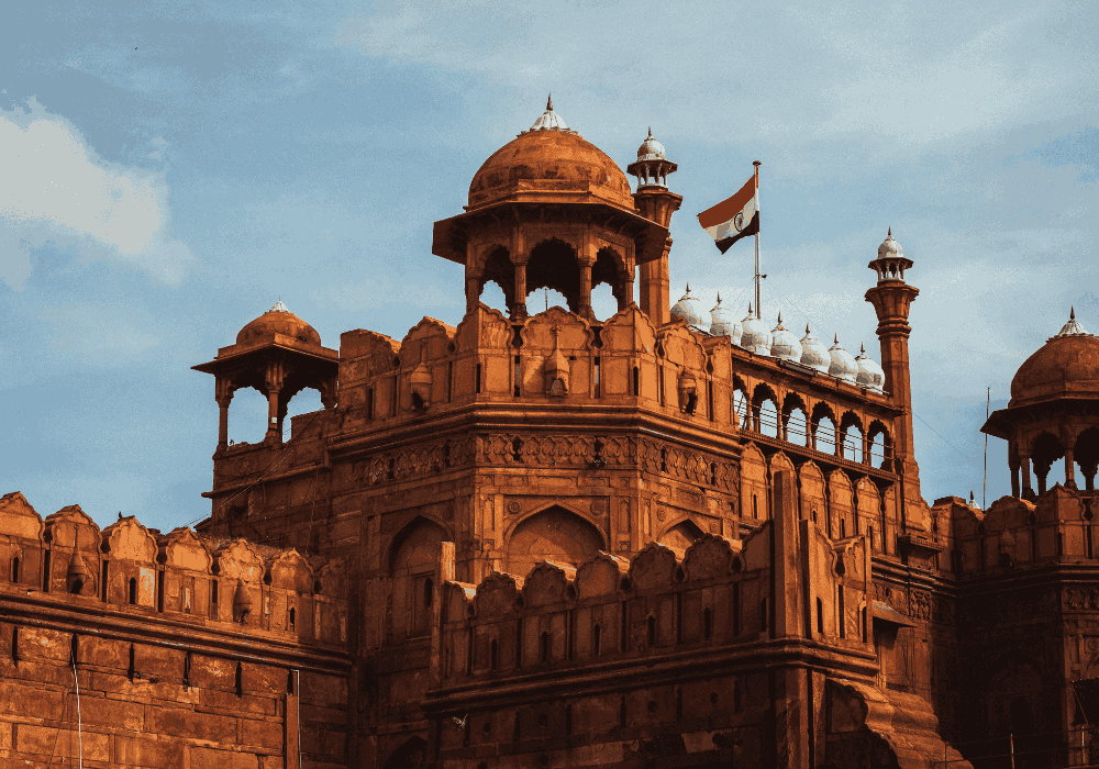 Red Fort walking tour through Mughal architecture and historic fortress in India