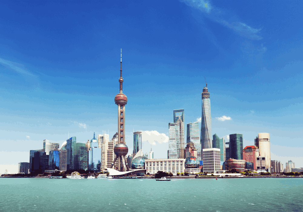 Shanghai driving tour through skyline, Bund and modern streets in China