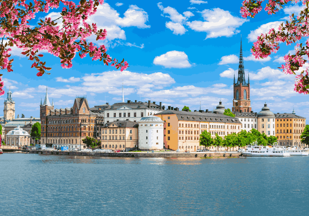 Sweden aerial tour over Stockholm, archipelago, forests and famous landmarks