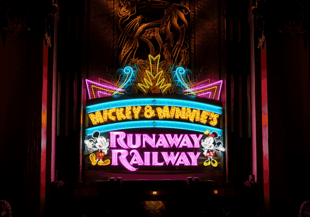 Disney's Runaway Railway walking tour through movie-themed lands, attractions and entertainment in Florida